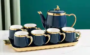 Phong Cách Mới Bắc Âu Drinkware Trà Cà Phê Mug Set Sang Trọng Thăng Hoa Gốm Tea Set Với Tea Pot Và Khay