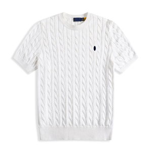 Pull-over décontracté à col rond et manches courtes 100 % coton uni pour homme, collection printemps-été, vente en gros transfrontalière pour jeunes garçons - Product Image 5