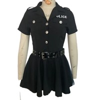 Robe Courte Femme Cosplay Policière Manches Courtes Boutonnée avec Ceinture pour Fête Thème et Tenue Intime – Vente en Gros