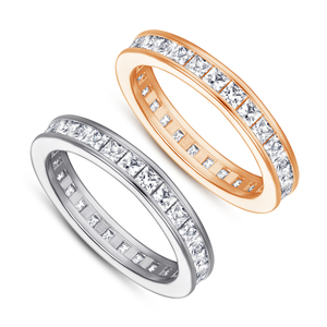 925 Sterling Silver Square Zircon Princess Cut Rose Gold Rhodium Plated Women's Engagement <b>Ring</b> - Product Image 1