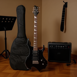 Glarry Flame-Shaped 20W Electric <b>Guitar</b> With HSH Pickup, Rosewood Body And Neck, Lacquered Finish, Ideal For Novices, Includes A - Product Image 2