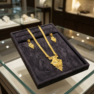 Conjunto de Collar y Pendientes Largos de Cadena de Palomitas Tradicionales de Latón con Microchapado en Oro de 14K, 18K, 24K para Mujer al por Mayor, 24 Pulgadas - Product Image 3