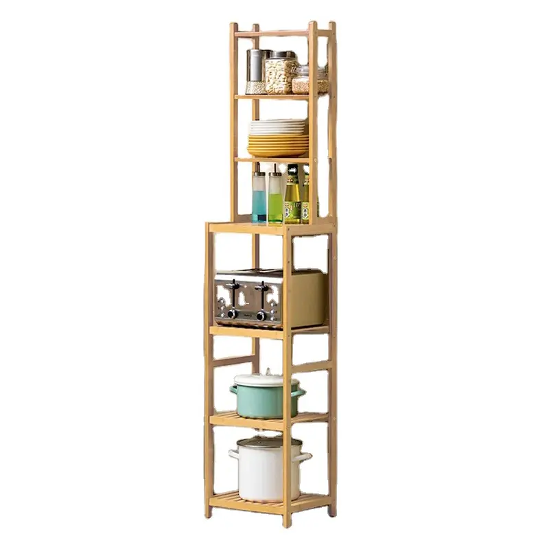 Suporte de prateleira de bambu para cozinha, prateleira multifuncional com 7 tier para armazenamento