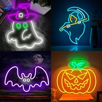 Insegna al Neon 3D Halloween Boo, Luce LED Spettrale a Forma di Fantasma e Ragno, Dimmerabile USB, Decorazione da Parete per Feste di Halloween, Camera da Letto, Bar