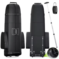 Sac de voyage de golf robuste en polyester avec cadre externe, fermeture éclair à loquet, imperméable, résistant à l'usure, 2 roues renforcées