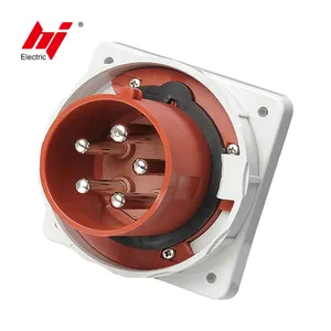 Good Quality 63A5P 400V Panel Mount Industrial Plug IP67 3P+N+E Electrical Power Plug 63 Amps