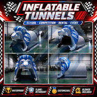 Tunnel d'entrée gonflable personnalisé en forme de tête de mascotte sportive pour football, rugby, événements scolaires et compétitions, à louer