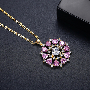 LUOTEEMI สร้อยคอคริสตัล CZ เครื่องประดับโมนาลิซ่าหลากสีเพทายสร้อยคอจี้ดอกไม้ - Product Image 6