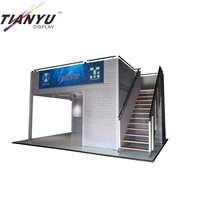 Stand d'exposition portable, nouvelle tendance, design moderne, modulaire, 6*6, en aluminium, double étage, pour salon professionnel