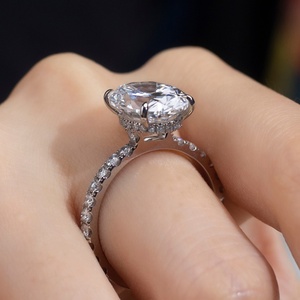 Bagues de luxe Messi en or blanc 18 carats, forme ovale, diamant de laboratoire taille brillant, bague de fiançailles - Product Image 3