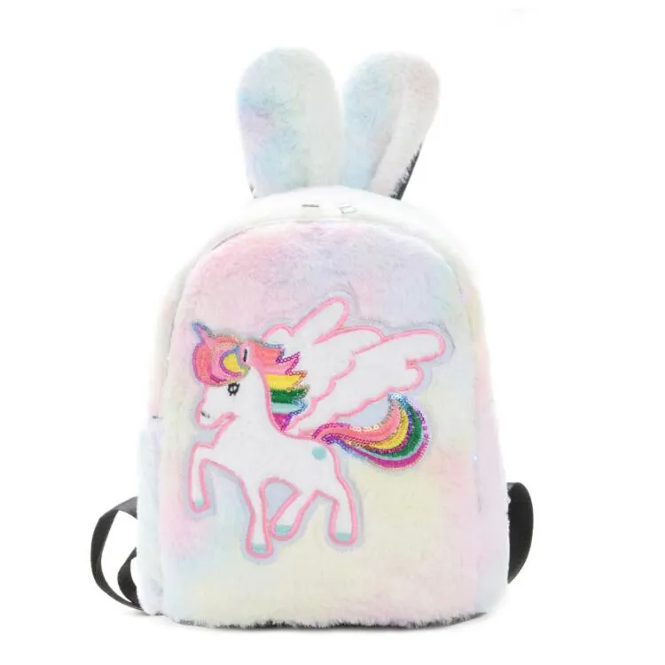 Модный плюшевый цветной рюкзак для путешествий, милые школьные сумки для девочек
