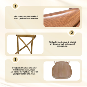 Silla <span class=keywords><strong>de</strong></span> Comedor Apilable <span class=keywords><strong>de</strong></span> Madera Curvada Estilo Rústico Vintage con Respaldo en Cruz <span class=keywords><strong>para</strong></span> Eventos, Restaurantes, Bistrós y Hoteles - Product Image 3