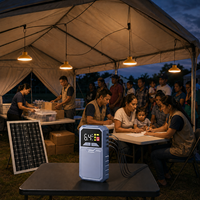 Kit de lampes solaires, ampoules à énergie solaire avec boîte de rangement pour batterie, écran numérique pour camping en cas de panne de courant, maison de campagne