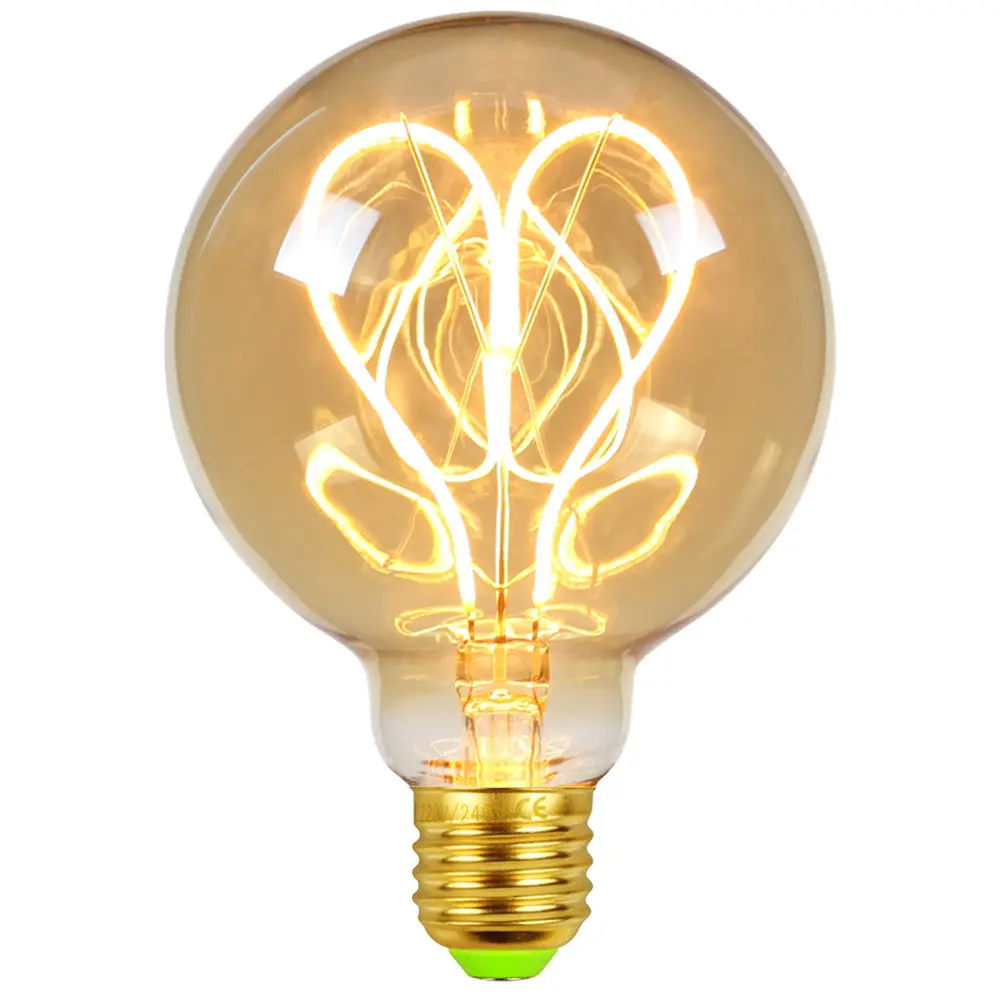 Edison LED Filament en forme de cœur Decoracion G95 110V 220V Mini guirlandes lumineuses industrielles