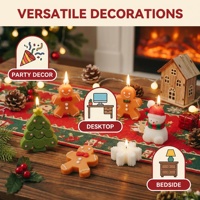 Ensemble cadeau de bougies de Noël, 4 pièces, bougies parfumées en cire de soja avec motifs mignons de Père Noël, bonhomme de neige, arbre de Noël, boîte cadeau pratique