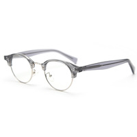 Diseño de nicho Retro Escaparate hecho a mano Individualidad Atmósfera elegante Gafas ópticas de metal y acetato de marco pequeño