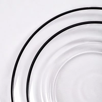Assiettes de présentation rondes en verre de luxe faites à la main, de 16 à 33 pouces, avec bordure dorée et noire, pour mariages et réceptions, vente en gros