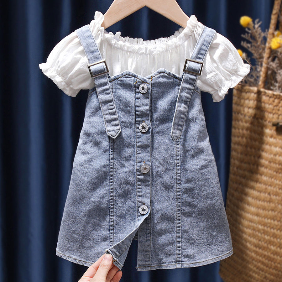 Jumper Dress Denim Overall Skirt Youth IENENS Summer Kids Baby