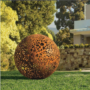 Gran jardín decorativo Corten acero oxidado esfera de <span class=keywords><strong>metal</strong></span> hueco - Product Image 3