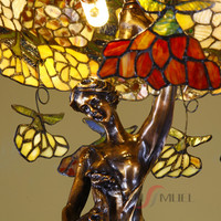 Lampe de table en verre teinté style rétro européen, lampe de bureau portrait, vente en gros sur mesure en usine