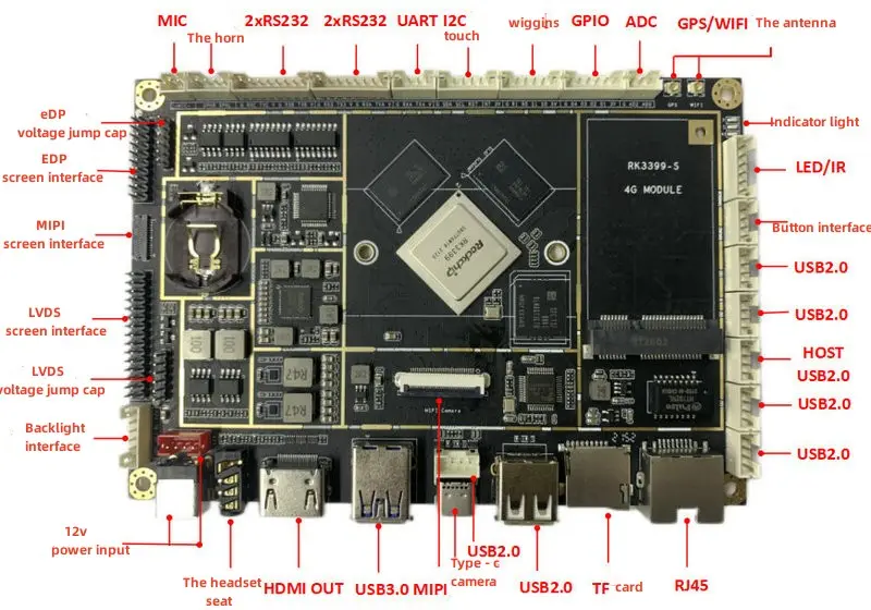 Funzioni complete scheda madre Android RK3399-S rk3588 per macchina pubblicitaria schermo LCD 4G driver PCBA intelligente