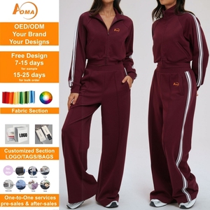 Aoyema Abbigliamento Sportivo Femminile di Alta Qualità, Set Tuta in Poliestere/Cotone a Contrasto, Comoda e Casual per Attività all'Aperto - Product Image 1