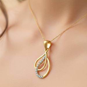 Colgante de Diamante Natural con Doble Lágrima en Oro de 14 Quilates, Joyería Fina Elegante en Oro Rosa, Blanco y Amarillo - Product Image 1