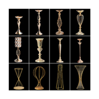 Centres de table en métal doré, fleurs artificielles de mariage, chemin de perles de décorations de mariage