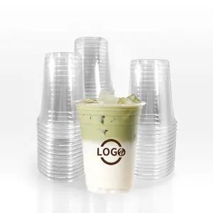 Grosir Gelas Plastik Lumpur Air Yoghurt dengan Logo untuk Dicopot Cangkir Saus Gambar Cangkir Boba Dapat Dipakai Ulang