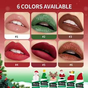 Lakerain Promo Natal Tema Lipstik Warna-warni Merah Set <span class=keywords><strong>Lip</strong></span> Tint Beludru Kosmetik Matte Lipgloss Set <span class=keywords><strong>Lip</strong></span> <span class=keywords><strong>Gloss</strong></span> Natal - Product Image 4