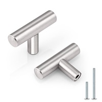 Poignées de meuble de cuisine en acier inoxydable argenté en forme de T à trou unique et bouton rotatif en acier inoxydable pour tiroir de commode - Vente en gros