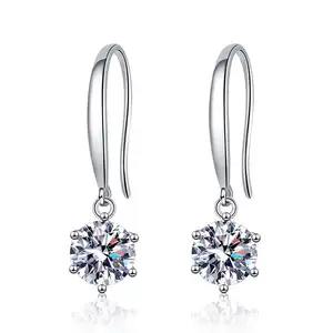s925 moissanite earrings one carat six claw earrings crafted quality factory direct sale
