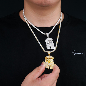 Colgante de Cabeza de Jesús Estilo Hip Hop para Hombre, Plata de Ley 925, con Incrustaciones de Moissanita VVS, Pasa la Prueba del Diamante - Product Image 4