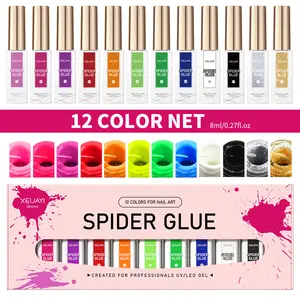 12 สีแมงมุมเจลชุดสําหรับเล็บ 3D เล็บจิตรกรรมชุดเจล 8ml UV Spider Line เล็บเจลมืออาชีพอุปกรณ์เสริม