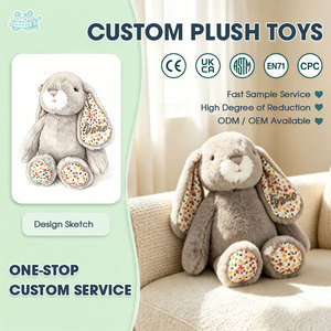 Peluche de lapin personnalisable en gros, jouet en peluche doux, mascotte réaliste, échantillon rapide, service OEM, avec ruban de fixation professionnel - Product Image 1