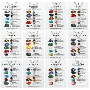 Collar de Acero Inoxidable con Colgante de Piedras de Sodalita, Amatista y Ojo de Tigre, Diseño Moderno con 12 Constelaciones, para Mujer - Product Image 1