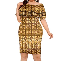 Mini-robe hawaïenne pour femmes, design tribal sexy, manches courtes, volants en cascade, robes samoanes tendance, vêtements de style Tapa Fidji
