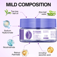 Gel de massage OEM 50g à l'arbre à thé, à l'aloès, à l'hyaluronate de sodium et au niacinamide pour soulager la douleur, crème corporelle apaisante au rétinol et à l'acide ascorbique