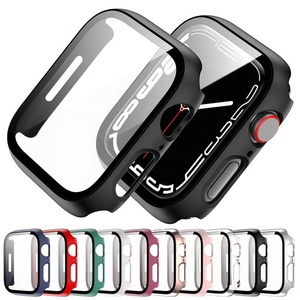 Cubierta Ecológica de Vidrio y PC para <span class=keywords><strong>Apple</strong></span> <span class=keywords><strong>Watch</strong></span> Series 7/<span class=keywords><strong>8</strong></span>/9/10 41mm/45mm, Carcasa Rígida de PC, Protector de Pantalla Completa - Product Image 1