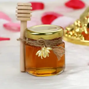 Pot de miel en verre avec couvercle en métal scellé Réservoir de stockage d'aliments transparent épaissi hexagonal