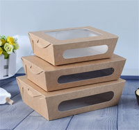 Groothandel wegwerp kartonnen dozen fruit salade containers met venster voedselmaaltijd dozen afhaalverpakkingen
