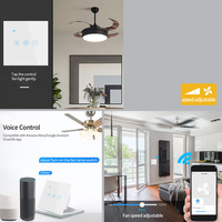 Interrupteur variateur de ventilateur tactile intelligent FIKO, norme UE/Royaume-Uni, matériau en verre trempé doré avec application WiFi/Zigbee/Homekit/Tuya/Smart Life