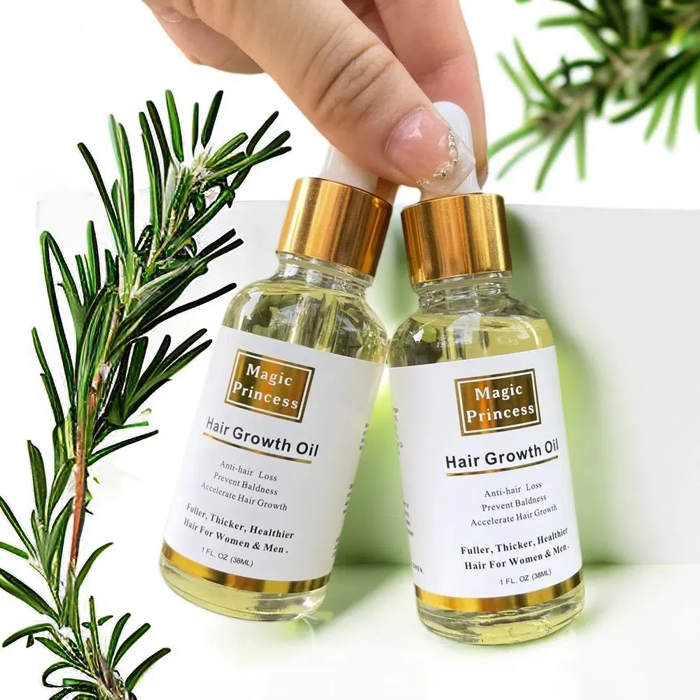 Óleo de crescimento de cabelo 100% natural de rosemary de marca própria, soro de crescimento de cabelo, óleo de ervas anti-queda de cabelo, óleo de crescimento de cabelo