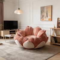 Fauteuil pouf moderne en forme de fleur, en velours, pivotant, siège de salon en forme de lotus, confortable, meubles de salon
