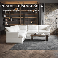Canapés modulaires d'angle modernes orange pour hôtel en stock à l'entrepôt américain, durables avec rembourrage en éponge