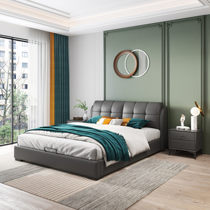 Europeo di Lusso Mobili Camera Da <span class=keywords><strong>Letto</strong></span> Moderna <span class=keywords><strong>In</strong></span> Pelle Morbida <span class=keywords><strong>Matrimoniale</strong></span> King <span class=keywords><strong>Letto</strong></span> <span class=keywords><strong>In</strong></span> <span class=keywords><strong>Legno</strong></span> Confortevole <span class=keywords><strong>Testiera</strong></span> - Product Image 3