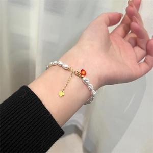 Pulsera de Perlas de Agua Dulce de Plata de Ley S925 de Cuerpo Completo Zhizhen, Nueva Pulsera de Moda con Dijes de la Suerte Roja de Regeneración Barroca - Product Image 2