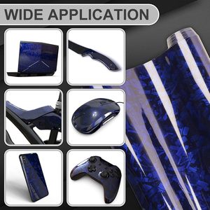 Vinilo Adhesivo para Automóviles de Fibra de Carbono Forjado Azul Brillante, PVC/PET Resistente a los Rayos UV, Autoregenerable, que Cambia de Color, Antiarañazos - Product Image 4