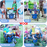 Table de camping portable pliable WOQI avec 4 porte-gobelets et sacs de rangement, table de pique-nique légère et compacte