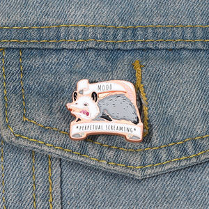 负鼠尖叫珐琅别针定制横幅胸针翻领徽章有趣的动物珠宝礼物给孩子朋友 - Product Image 3